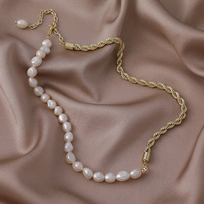 Alloy Freshwater Pearl Copper Fashion Solid Color Irregular Necklace