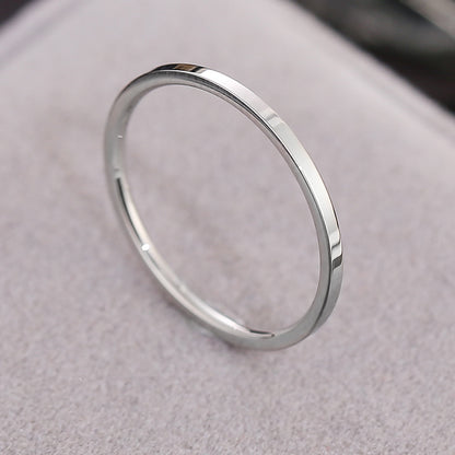 Simple Style Solid Color Titanium Steel Plating Rings 1 Piece