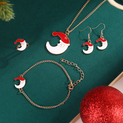 Cartoon Style Christmas Hat Christmas Tree Antlers Alloy Plating Women's Bracelets Earrings Necklace 4 Piece Set