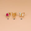 1 Piece Fashion Heart Shape Butterfly Hollow Out Inlay Stainless Steel Copper Zircon Ear Studs