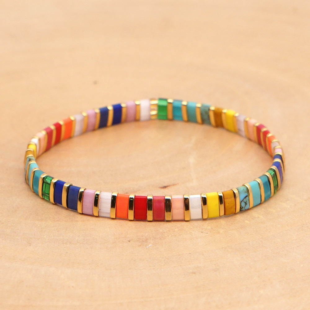 Rainbow Style Fashion Beach Bohemian Bracelet Imported Tila Beaded Jewelry Wholesale Gooddiy