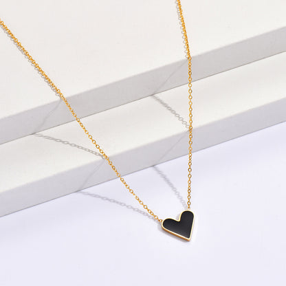 Fashion Heart Shape Stainless Steel Enamel Necklace