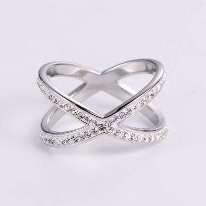 Simple Style Geometric Stainless Steel Plating Rhinestones Rings 1 Piece