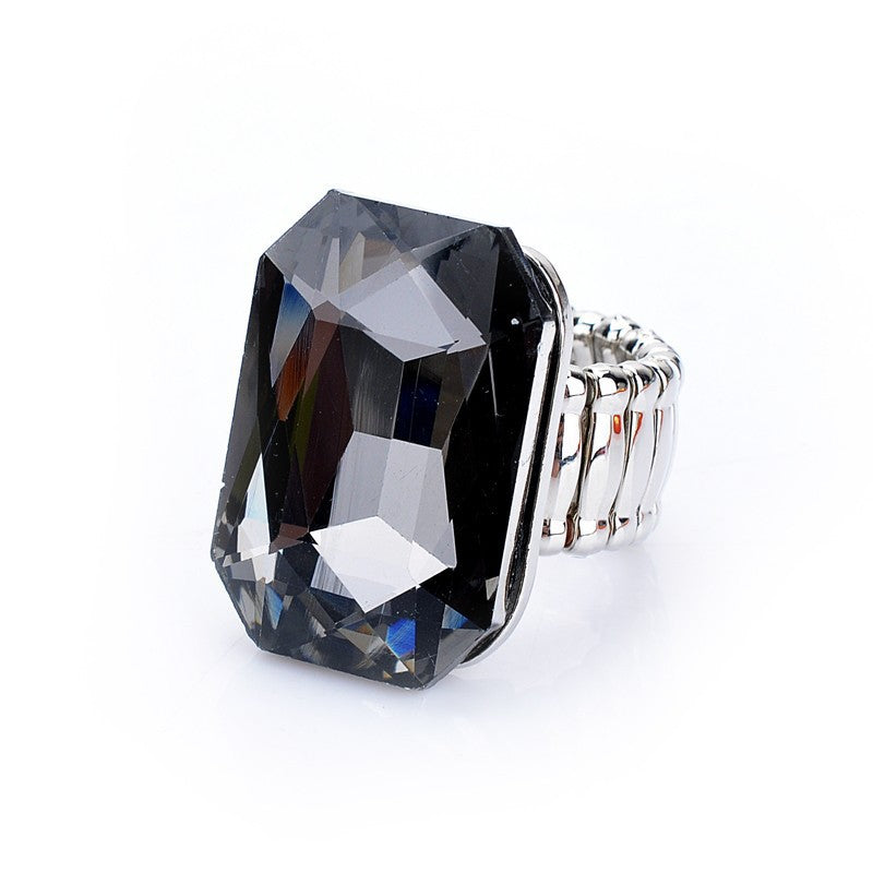 Retro Geometric Alloy Inlay Artificial Crystal Unisex Rings