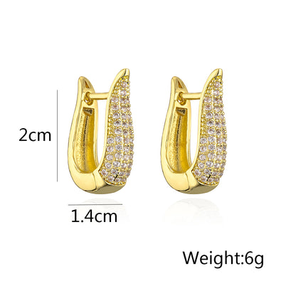 1 Pair Fashion Geometric Gold Plated Copper Zircon Gold Plated Earrings