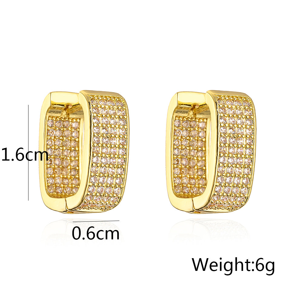 1 Pair Fashion Geometric Gold Plated Copper Zircon Gold Plated Earrings