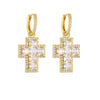 Fashion Cross Copper Gold Plated Zircon Dangling Earrings 1 Pair