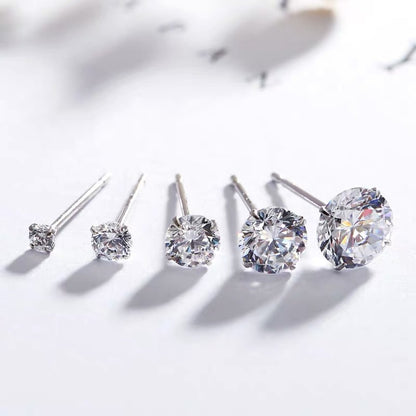 1 Pair Simple Style Geometric Sterling Silver Zircon Ear Studs