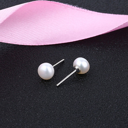 Fashion Geometric Sterling Silver Pearl Ear Studs 1 Pair