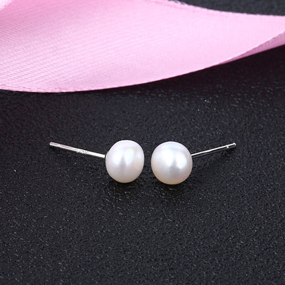 Fashion Geometric Sterling Silver Pearl Ear Studs 1 Pair