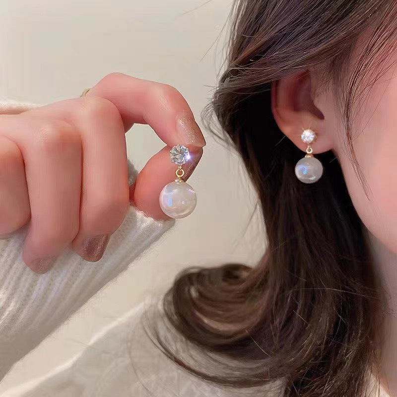 Fashion Round Tassel Heart Shape Alloy Plating Inlay Rhinestones Pearl Women's Earrings 1 Pair