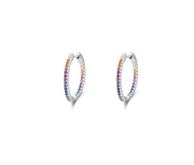 1 Pair Fashion Round Inlay Silver Gem Hoop Earrings