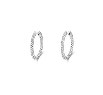 1 Pair Fashion Round Inlay Silver Gem Hoop Earrings