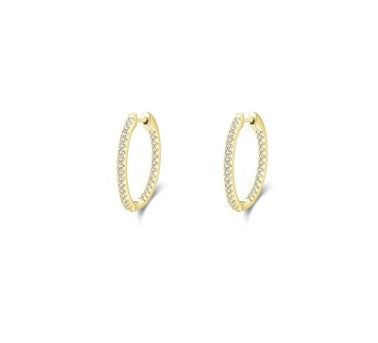 1 Pair Fashion Round Inlay Silver Gem Hoop Earrings