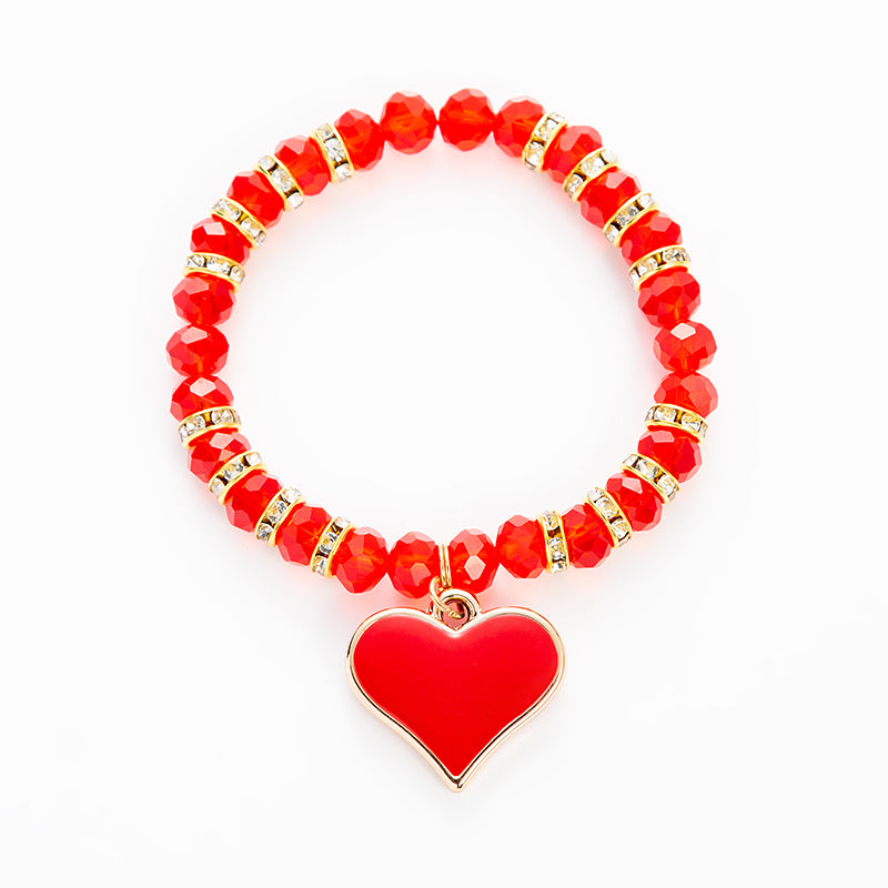 Vacation Round Heart Shape Artificial Crystal Alloy Gem Enamel Glass Women's Bracelets 1 Piece