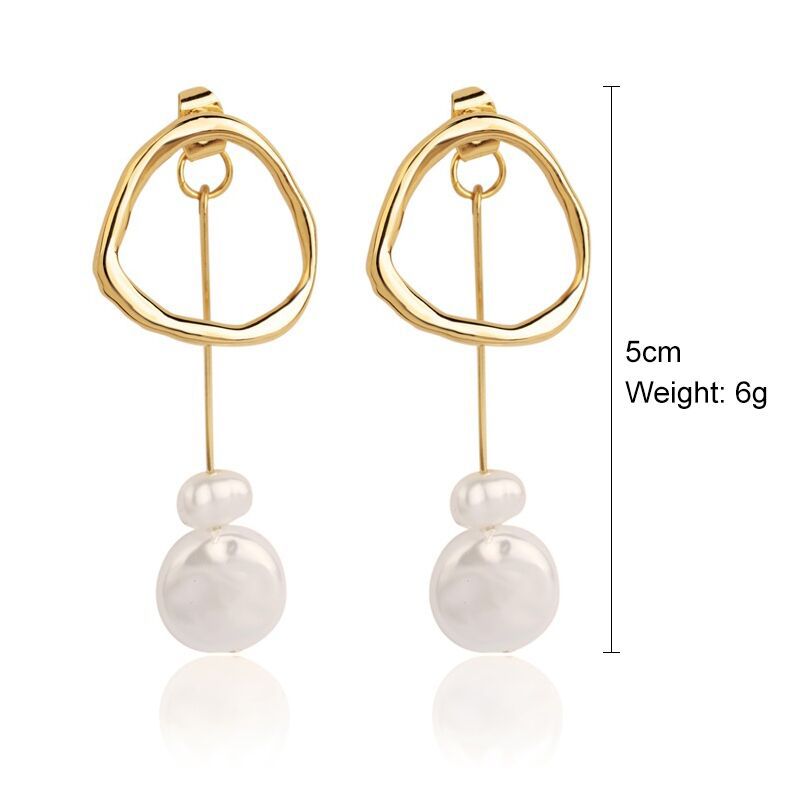 1 Pair Elegant Streetwear Geometric Plating Imitation Pearl Drop Earrings