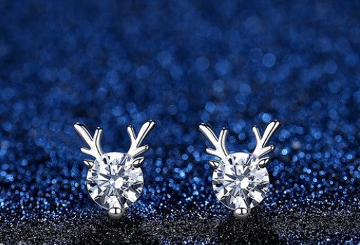 Simple Style Antlers Alloy Inlay Rhinestones Women's Ear Studs 1 Pair