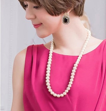 Basic Solid Color Imitation Pearl Beaded Women's Necklace 1 Piece