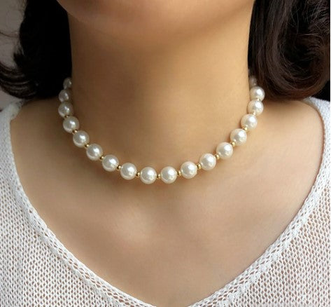 Basic Solid Color Imitation Pearl Beaded Women's Necklace 1 Piece
