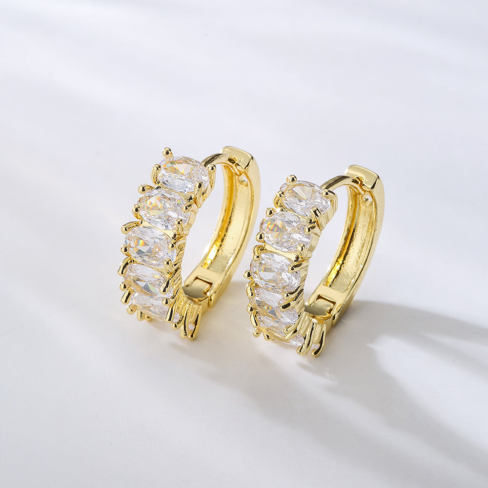 Fashion Geometric Copper Plating Zircon Hoop Earrings 1 Pair