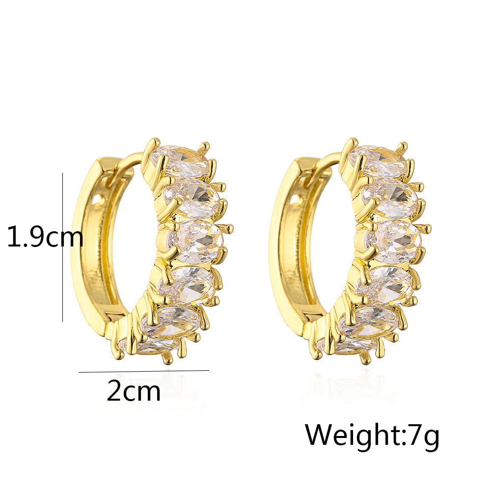 Fashion Geometric Copper Plating Zircon Hoop Earrings 1 Pair