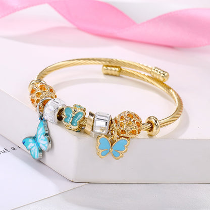 Cartoon Style Geometric Stainless Steel Patchwork Artificial Gemstones Bangle 1 Piece