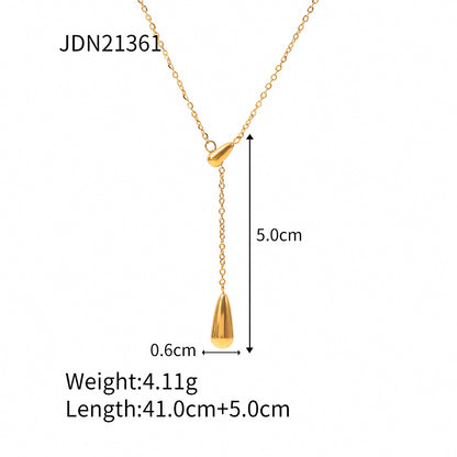 Simple Style Water Droplets Stainless Steel Plating Necklace