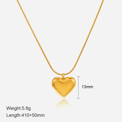 Retro Heart Shape Solid Color Stainless Steel Plating Necklace 1 Piece