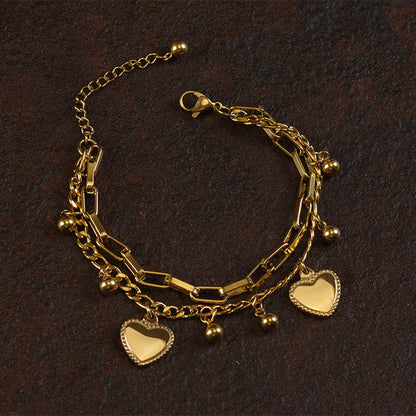 Fashion Heart Shape Titanium Steel Plating Bracelets