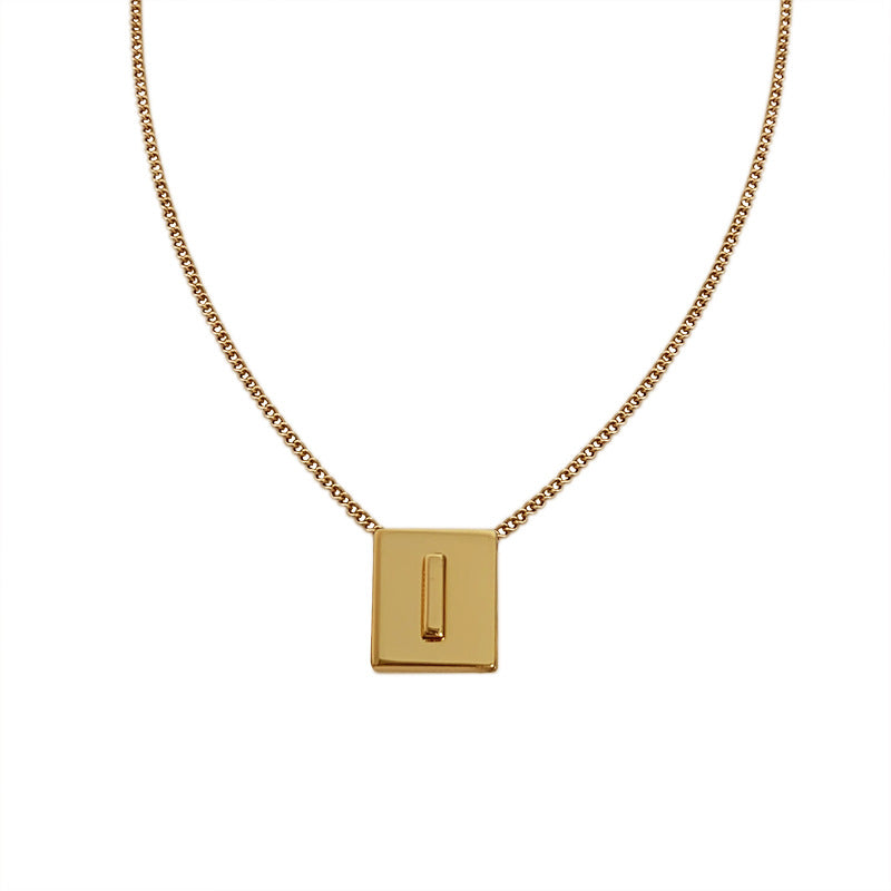 Simple Style Letter Square Titanium Steel Necklace 1 Piece