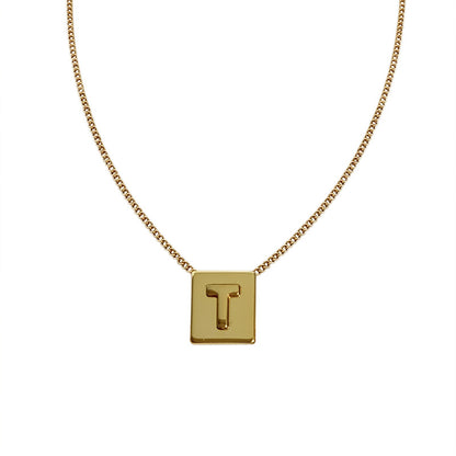 Simple Style Letter Square Titanium Steel Necklace 1 Piece