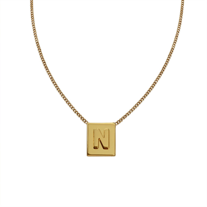 Simple Style Letter Square Titanium Steel Necklace 1 Piece