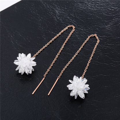 Fashion Round Star Flower Alloy Inlay Artificial Pearls Rhinestones Women's Ear Line 1 Pair