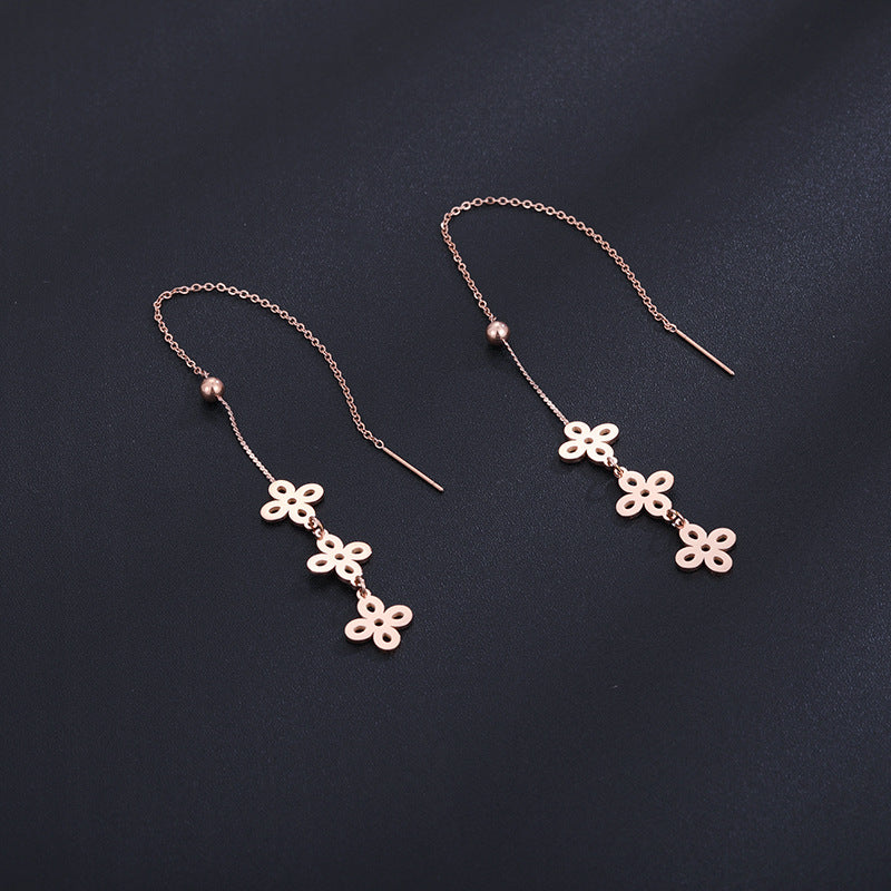 Fashion Round Star Flower Alloy Inlay Artificial Pearls Rhinestones Women's Ear Line 1 Pair