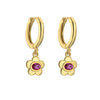 Retro Flower Copper Inlaid Zircon Drop Earrings 1 Pair