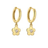 Retro Flower Copper Inlaid Zircon Drop Earrings 1 Pair