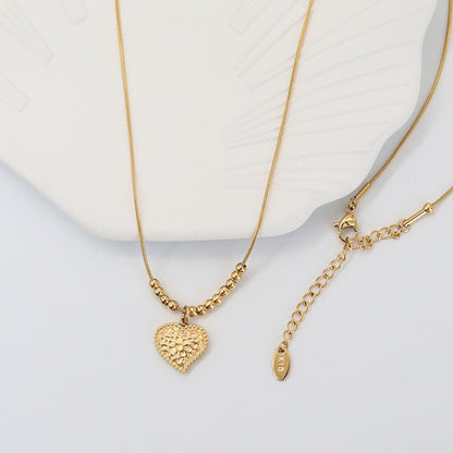 Fashion Heart Shape Titanium Steel Gold Plated Necklace 1 Piece