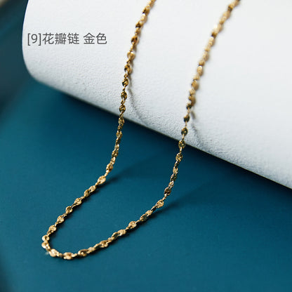 Simple Style Flower Titanium Steel Chain Necklace