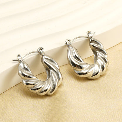 Fashion U Shape Titanium Steel Plating Hoop Earrings 1 Pair