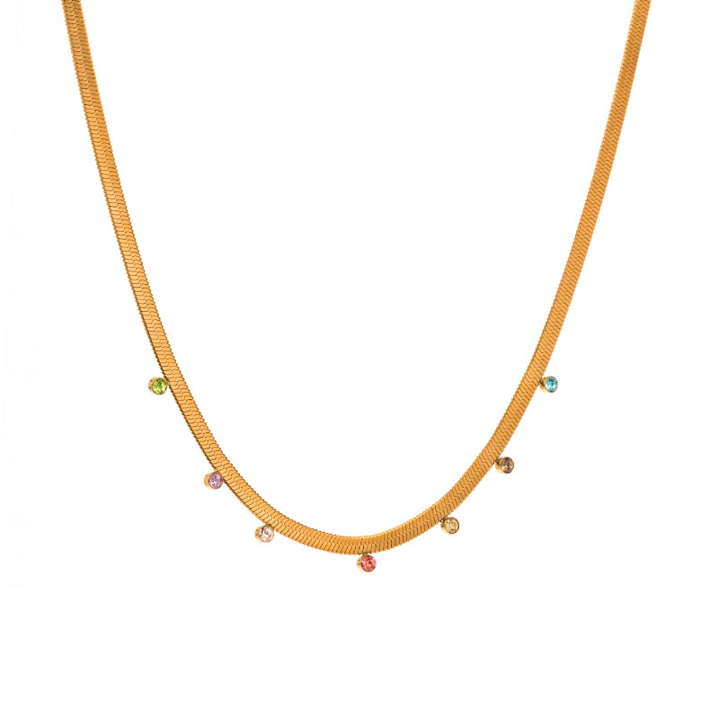 Simple Style Geometric Stainless Steel Gold Plated Zircon Gold Plated Necklace