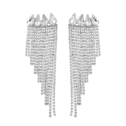 Elegant Geometric Alloy Tassel Rhinestones Women's Drop Earrings 1 Pair