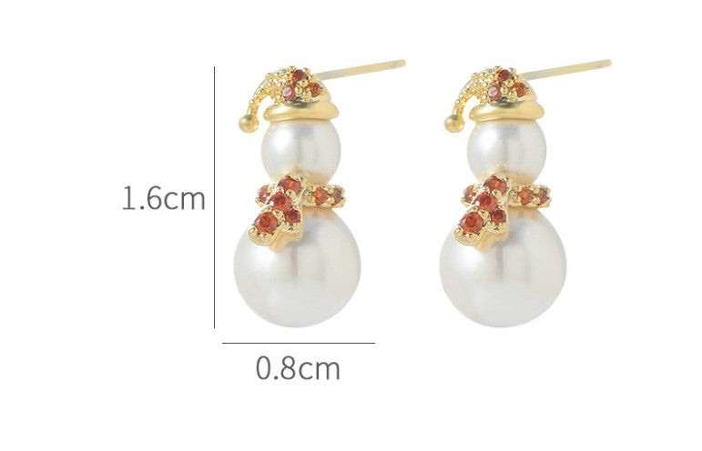 1 Pair Fashion Snowman Copper Plating Inlay Zircon Drop Earrings