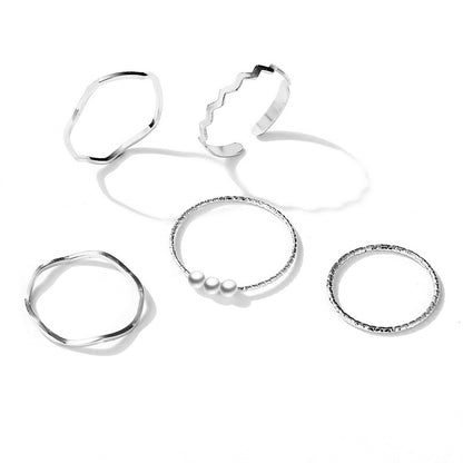 Simple Geometric Ring Five-piece Set