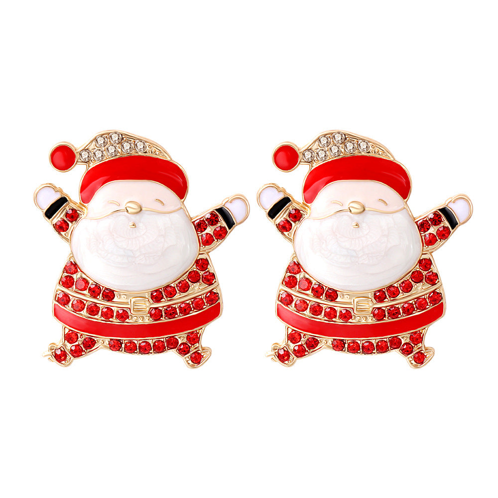 Fashion Santa Claus Alloy Inlay Rhinestones Women's Ear Studs 1 Pair