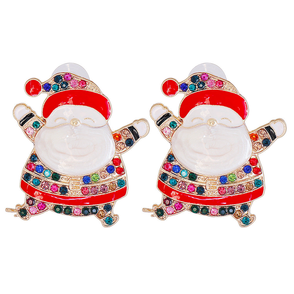 Fashion Santa Claus Alloy Inlay Rhinestones Women's Ear Studs 1 Pair