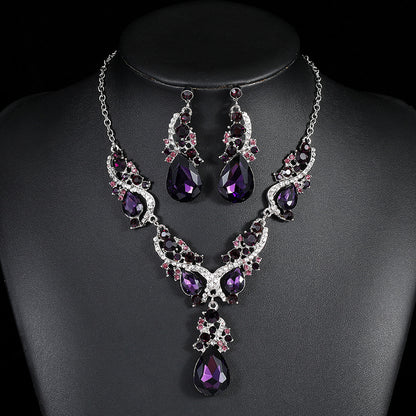 Luxurious Water Droplets Alloy Plating Rhinestones Women's Earrings Necklace