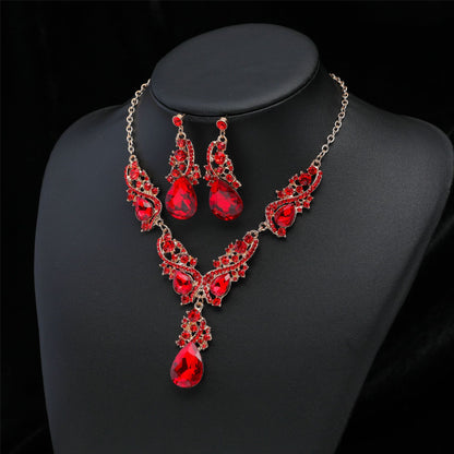 Luxurious Water Droplets Alloy Plating Rhinestones Women's Earrings Necklace