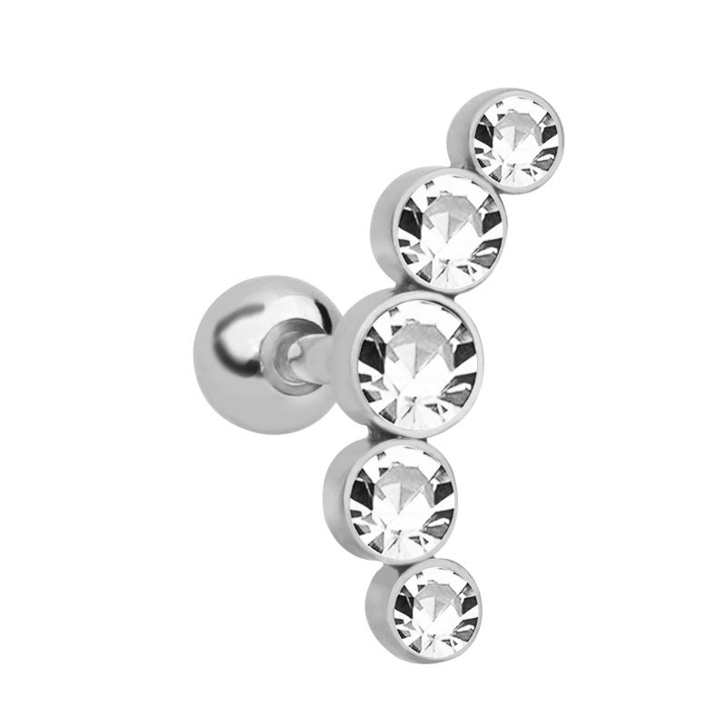 Fashion Geometric Stainless Steel Inlay Artificial Diamond Ear Studs 1 Piece