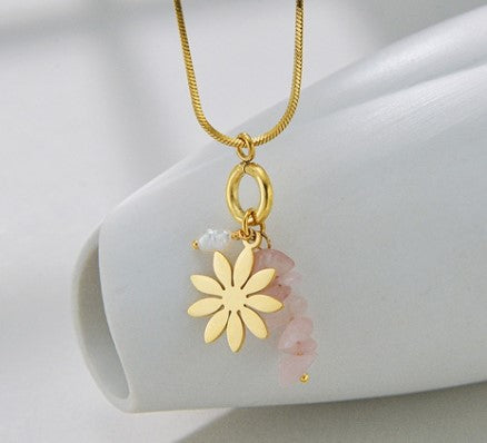 Fashion Flower Butterfly Stainless Steel Plating Pendant Necklace 1 Piece