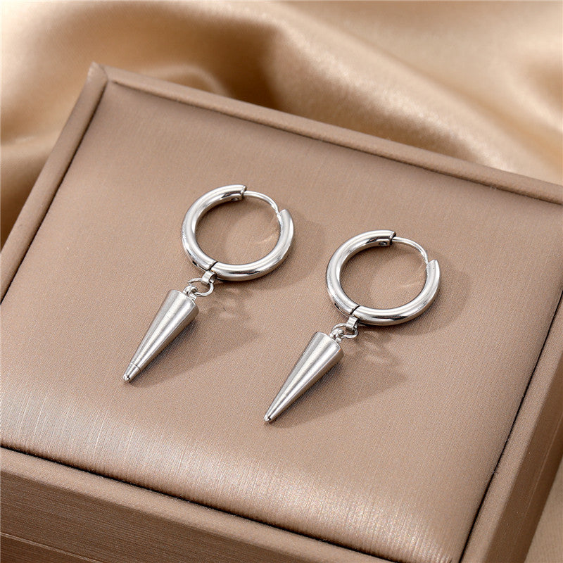 Fashion Round Stainless Steel Plating Hoop Earrings 1 Pair